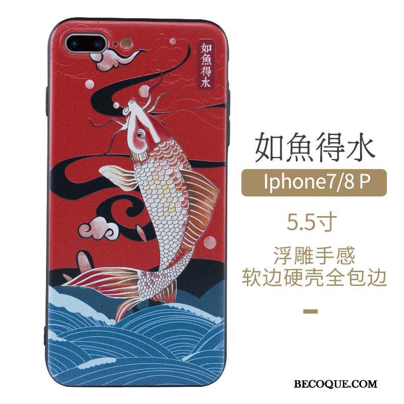 iPhone 7 Plus Coque Art Étui Nouveau Style Chinois Rouge Vent
