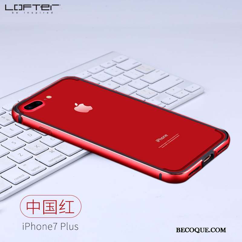 iPhone 7 Plus Coque De Téléphone Or Rouge Silicone Métal Border