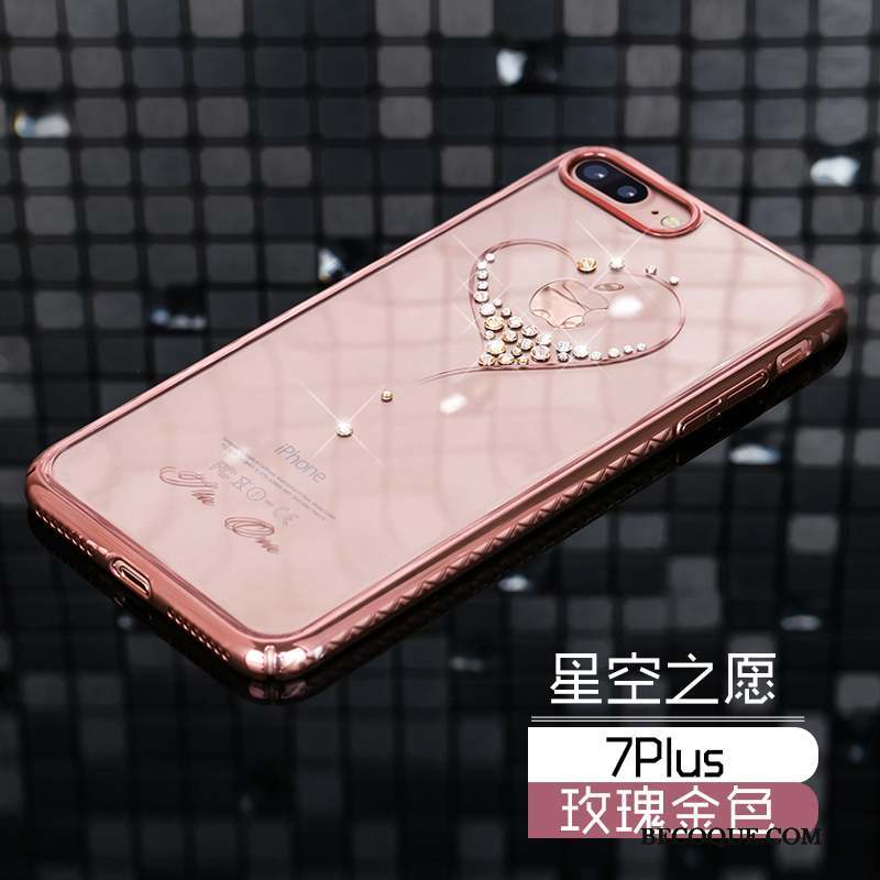 iPhone 7 Plus Coque De Téléphone Protection Étui Strass Luxe Or Rose