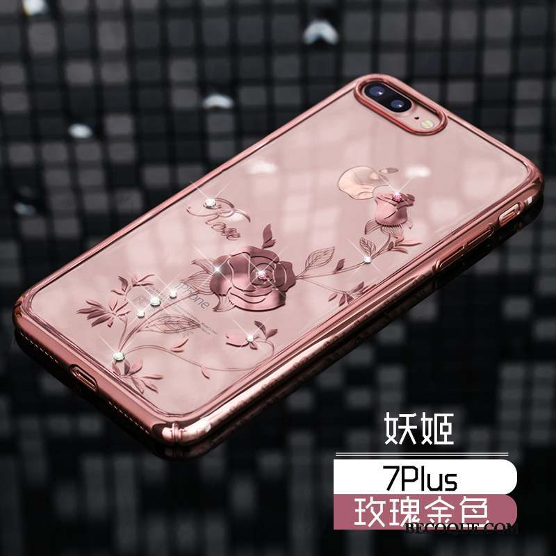 iPhone 7 Plus Coque De Téléphone Protection Étui Strass Luxe Or Rose