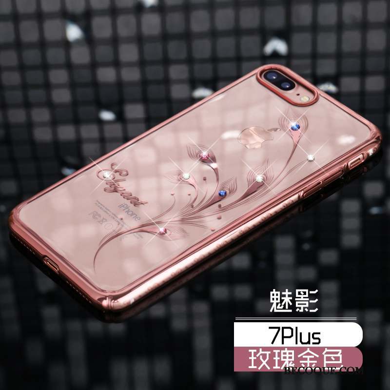 iPhone 7 Plus Coque De Téléphone Protection Étui Strass Luxe Or Rose