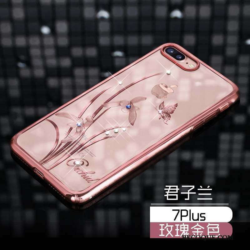 iPhone 7 Plus Coque De Téléphone Protection Étui Strass Luxe Or Rose