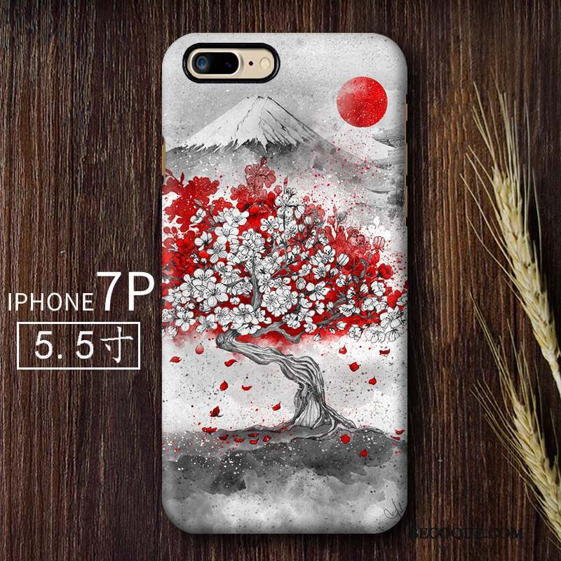 iPhone 7 Plus Coque De Téléphone Rouge Délavé En Daim Vent Art Difficile