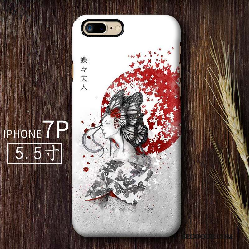 iPhone 7 Plus Coque De Téléphone Rouge Délavé En Daim Vent Art Difficile