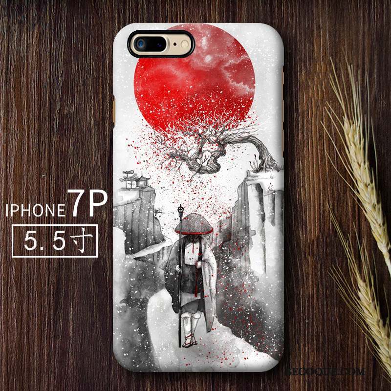 iPhone 7 Plus Coque De Téléphone Rouge Délavé En Daim Vent Art Difficile