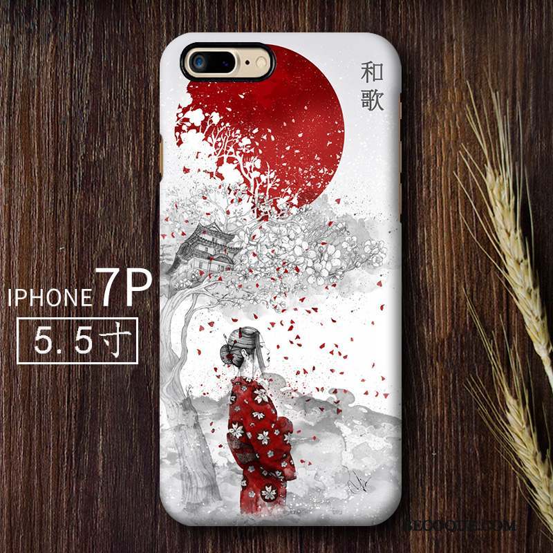 iPhone 7 Plus Coque De Téléphone Rouge Délavé En Daim Vent Art Difficile