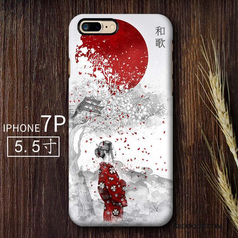 iPhone 7 Plus Coque De Téléphone Rouge Délavé En Daim Vent Art Difficile