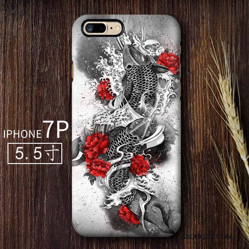 iPhone 7 Plus Coque De Téléphone Rouge Délavé En Daim Vent Art Difficile