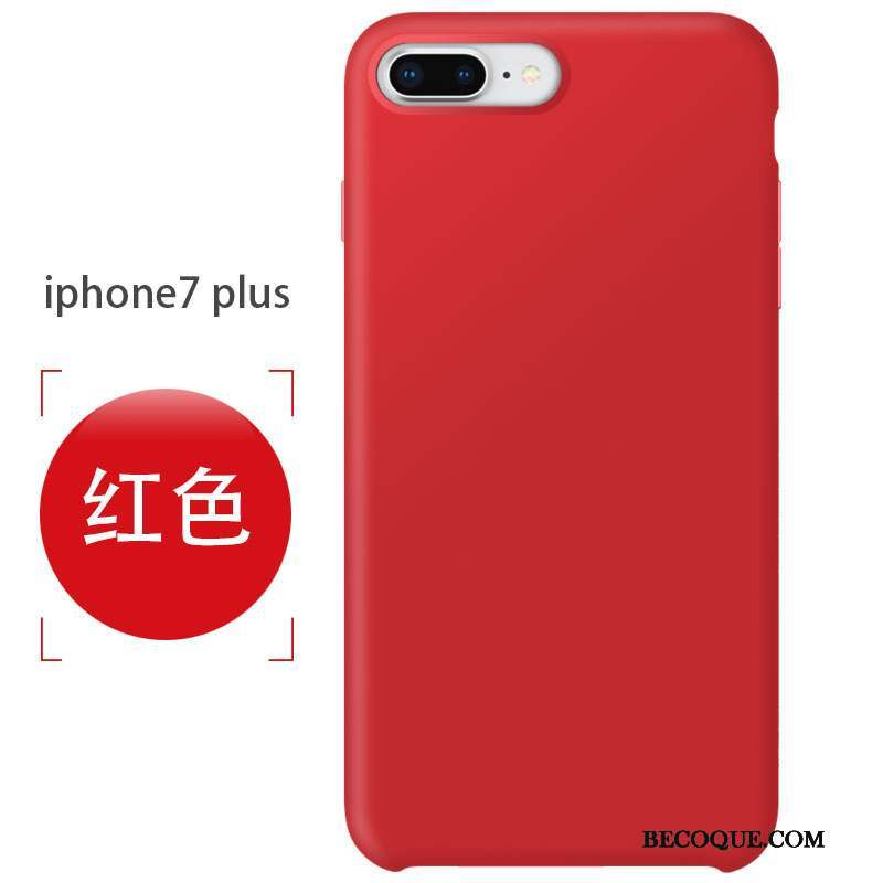 iPhone 7 Plus Coque De Téléphone Rouge Fluide Doux Incassable Silicone Délavé En Daim
