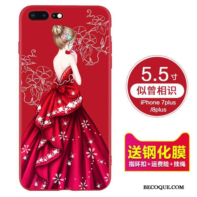 iPhone 7 Plus Coque De Téléphone Silicone Rouge Fluide Doux Tout Compris