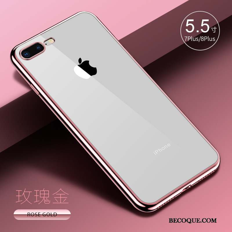 iPhone 7 Plus Coque De Téléphone Transparent Argent Fluide Doux Étui Tout Compris