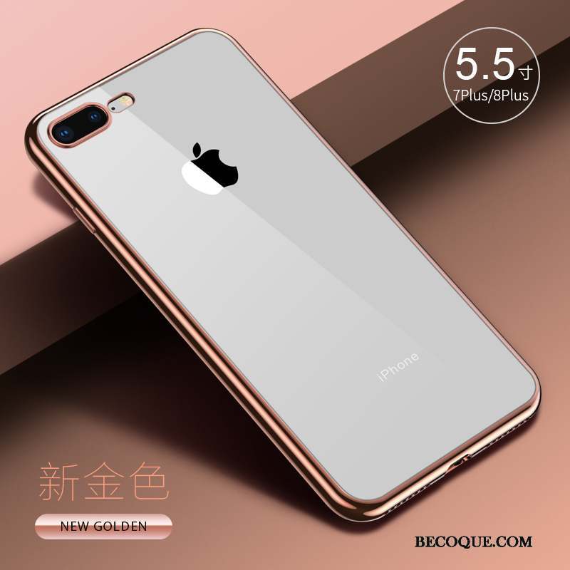 iPhone 7 Plus Coque De Téléphone Transparent Argent Fluide Doux Étui Tout Compris