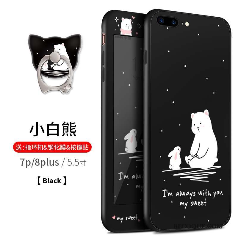 iPhone 7 Plus Coque Dessin Animé Fluide Doux Silicone Noir Ornements Suspendus Tout Compris