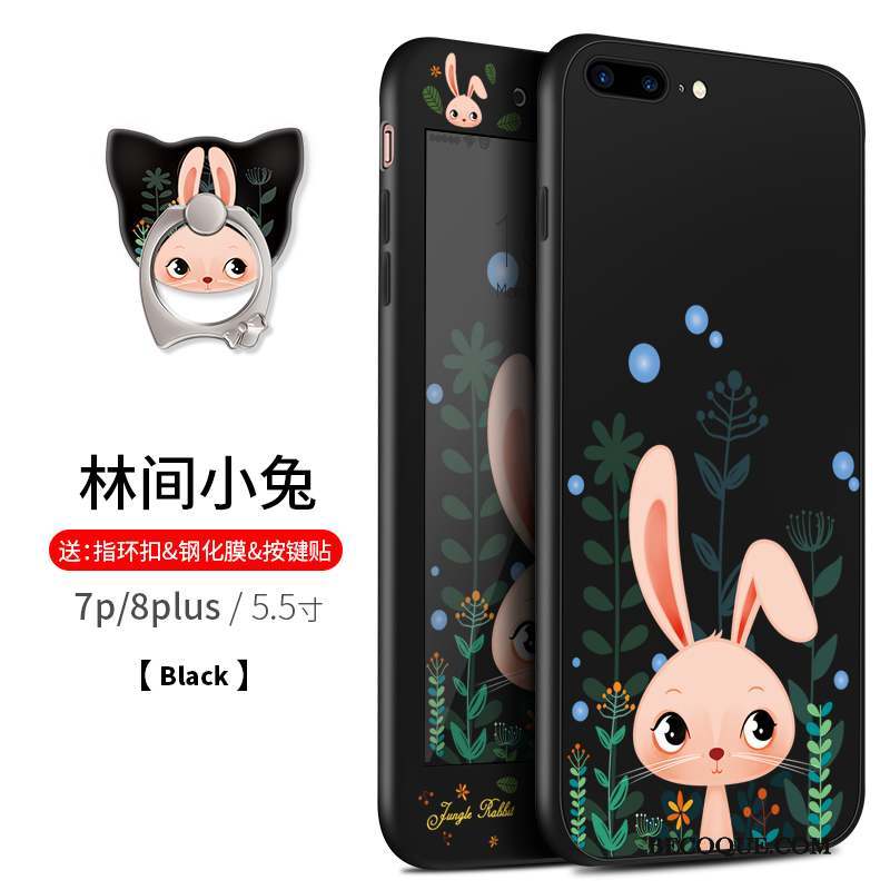 iPhone 7 Plus Coque Dessin Animé Fluide Doux Silicone Noir Ornements Suspendus Tout Compris