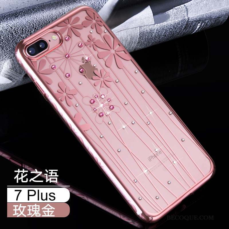 iPhone 7 Plus Coque Or Rose Incassable Tout Compris Difficile Noir Tendance