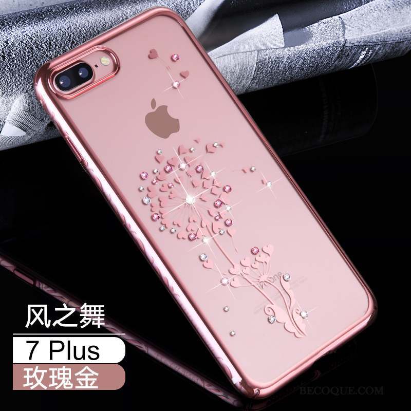iPhone 7 Plus Coque Or Rose Incassable Tout Compris Difficile Noir Tendance