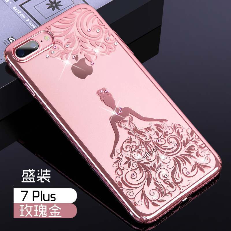 iPhone 7 Plus Coque Or Rose Incassable Tout Compris Difficile Noir Tendance