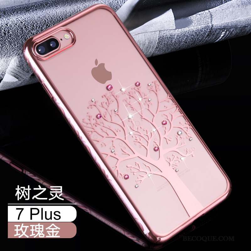 iPhone 7 Plus Coque Or Rose Incassable Tout Compris Difficile Noir Tendance