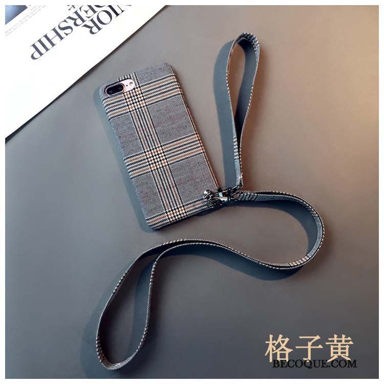 iPhone 7 Plus Coque Personnalité Plaid Amoureux Incassable Protection Britanique