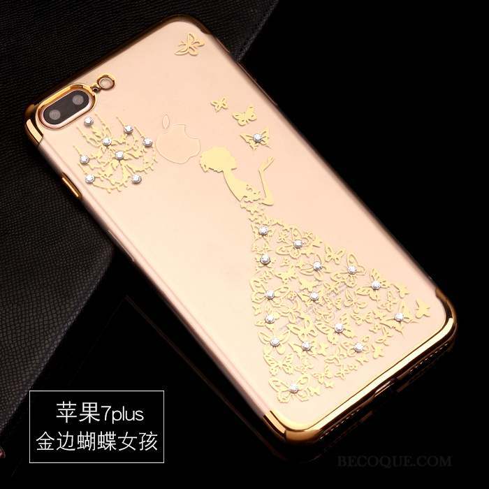 iPhone 7 Plus Coque Silicone Strass Or Rose Tendance Protection Incassable