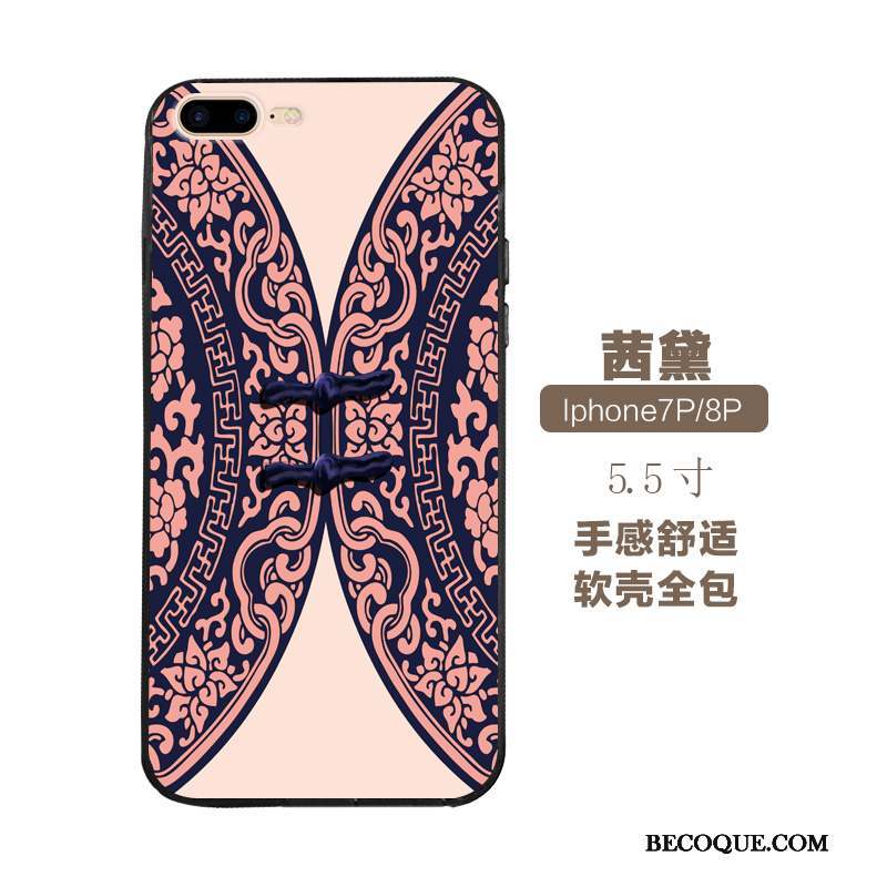 iPhone 7 Plus Coque Style Chinois Art Gaufrage Silicone Vintage Fluide Doux