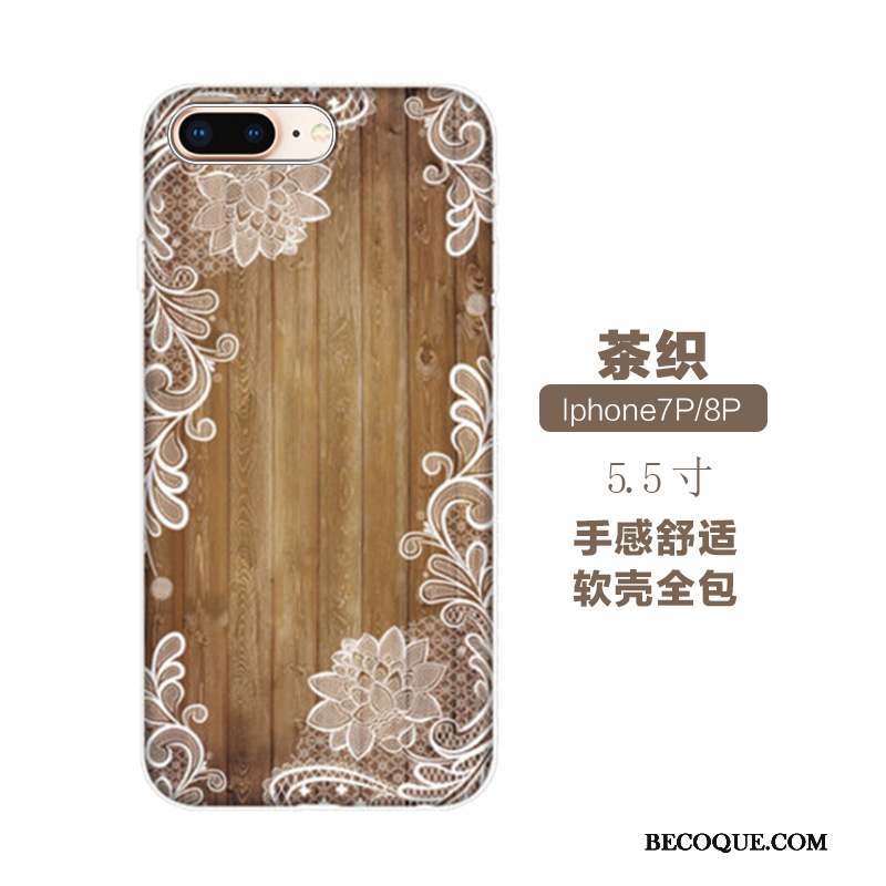 iPhone 7 Plus Coque Style Chinois Art Gaufrage Silicone Vintage Fluide Doux