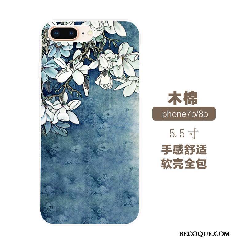 iPhone 7 Plus Coque Style Chinois Art Gaufrage Silicone Vintage Fluide Doux