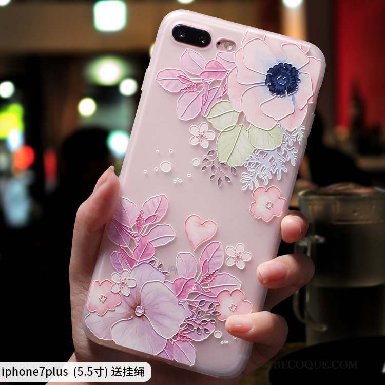 iPhone 7 Plus Coque Tout Compris Élégant Silicone Incassable Marque De Tendance Rose