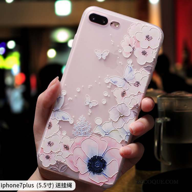 iPhone 7 Plus Coque Tout Compris Élégant Silicone Incassable Marque De Tendance Rose