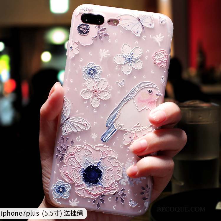 iPhone 7 Plus Coque Tout Compris Élégant Silicone Incassable Marque De Tendance Rose