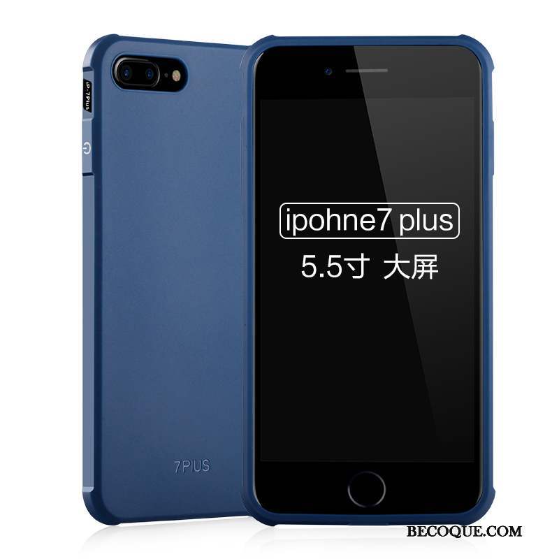 iPhone 7 Plus Coque Étui Incassable Silicone Protection Bleu Fluide Doux
