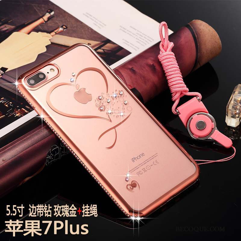 iPhone 7 Plus Fluide Doux Tout Compris Strass Étui Coque Or Rose