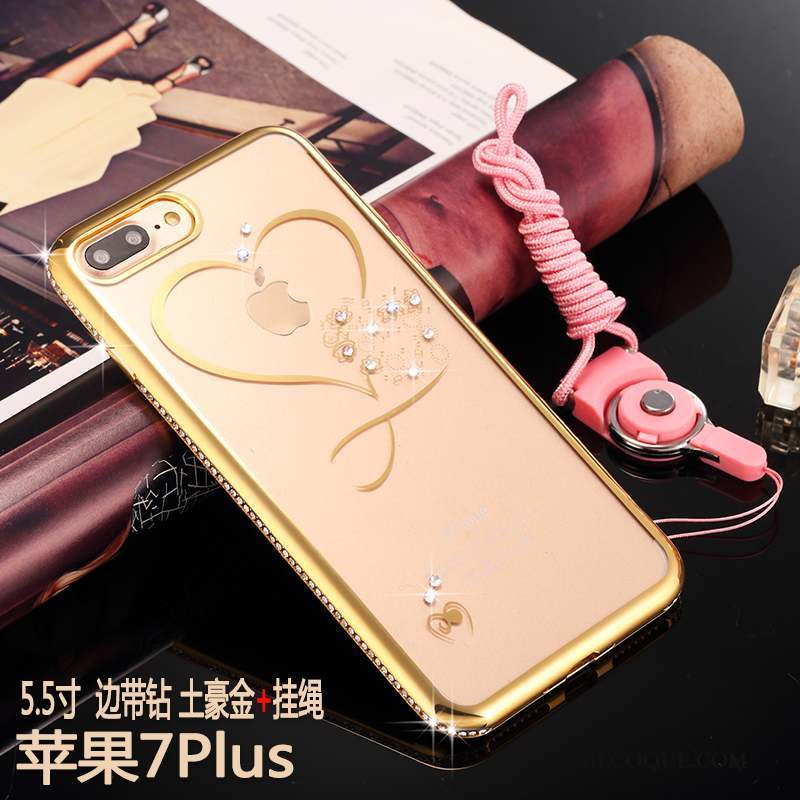 iPhone 7 Plus Fluide Doux Tout Compris Strass Étui Coque Or Rose