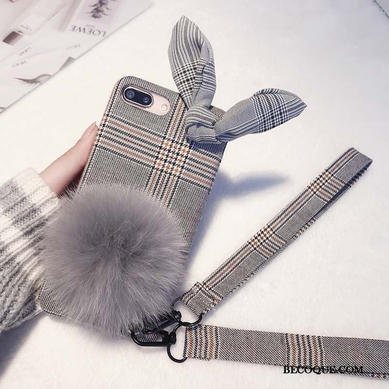 iPhone 7 Plus Marque De Tendance Tissu Peluche Étui Coque De Téléphone Gris