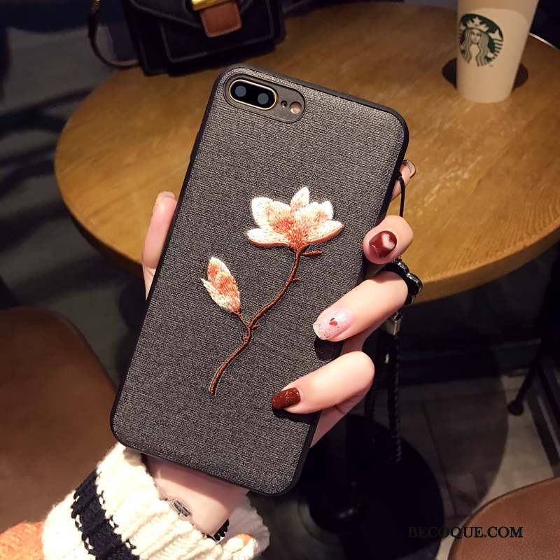 iPhone 7 Plus Ornements Suspendus Art Étui Fleur Coque De Téléphone Protection