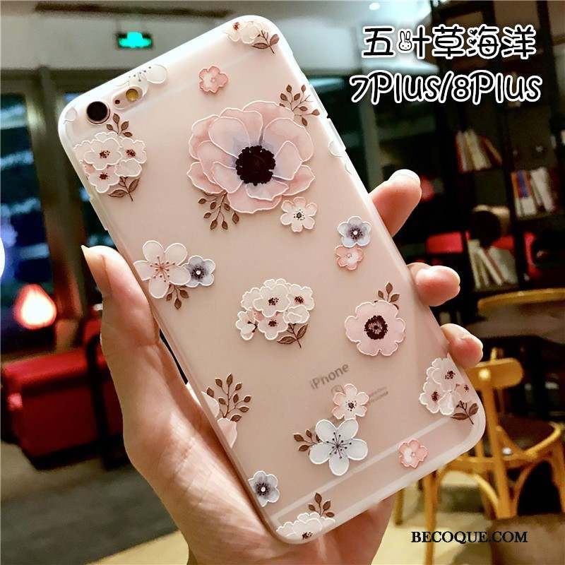 iPhone 7 Plus Rose Marque De Tendance Coque De Téléphone Silicone Tout Compris Incassable