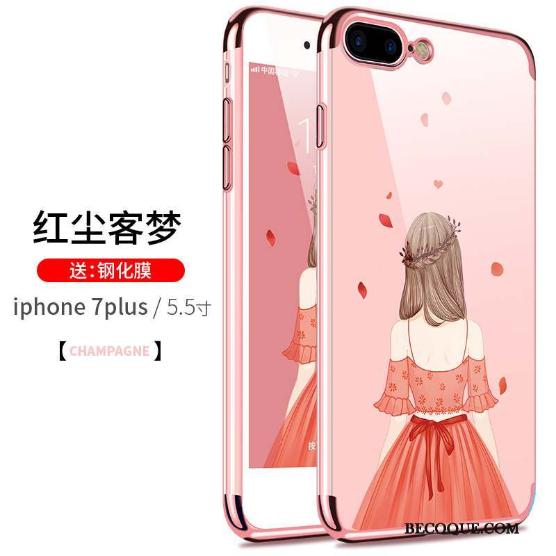 iPhone 7 Plus Silicone Coque De Téléphone Placage Fluide Doux Rose Incassable