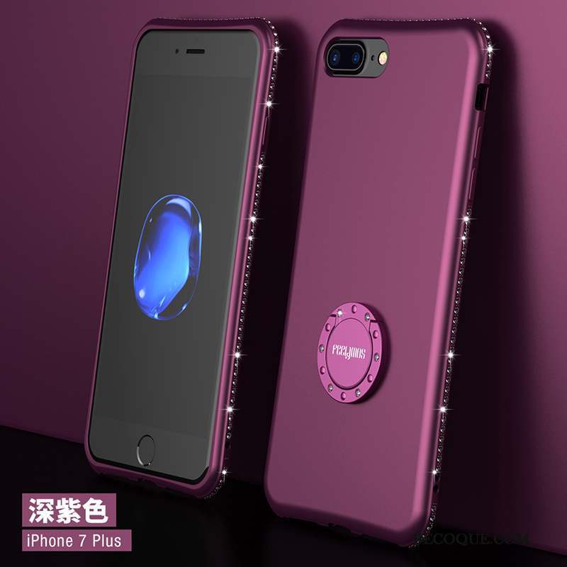 iPhone 7 Plus Étui Coque Métal Support Fluide Doux Silicone