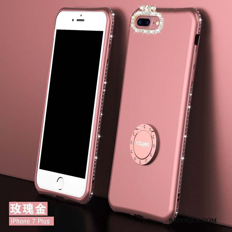 iPhone 7 Plus Étui Coque Métal Support Fluide Doux Silicone