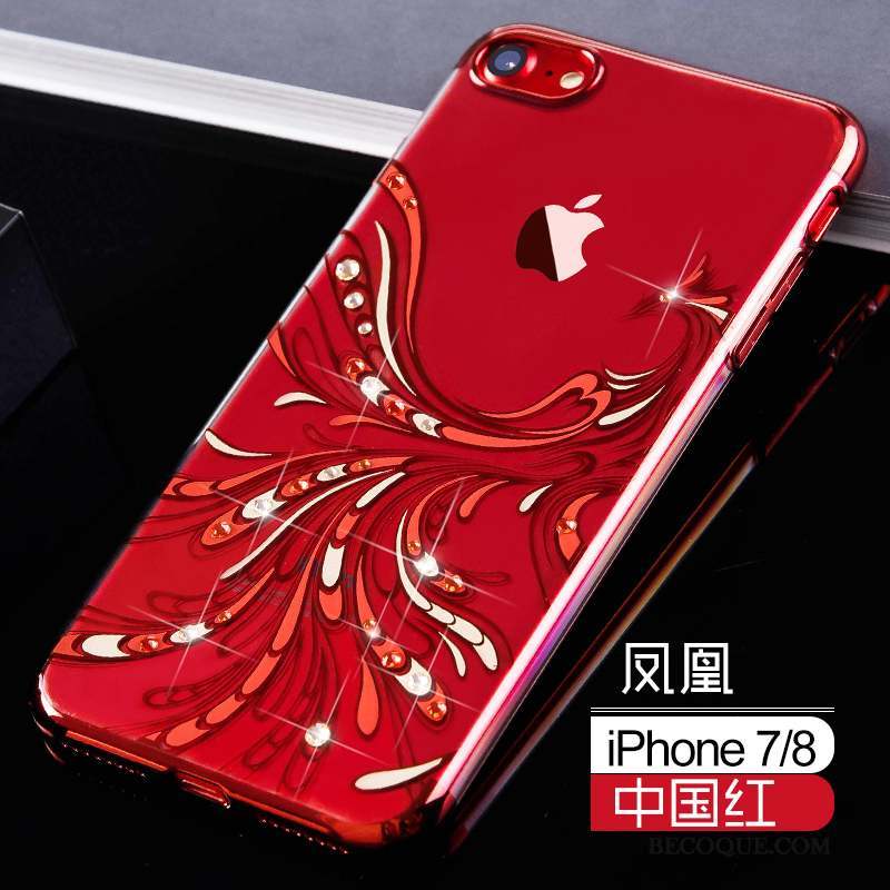 iPhone 7 Rouge Luxe Étui Marque De Tendance Coque De Téléphone Incassable