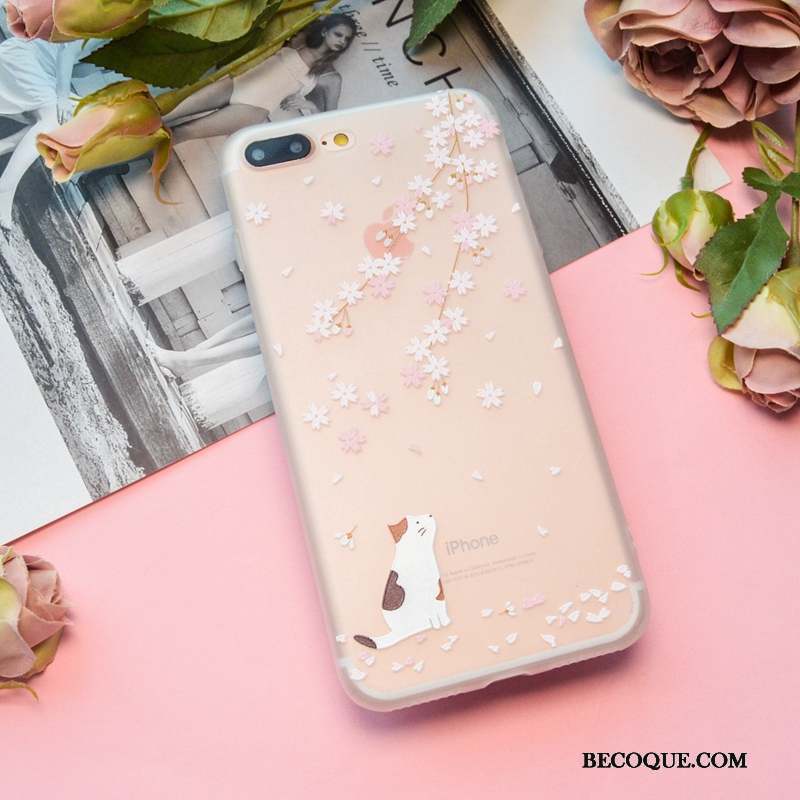 iPhone 7 Silicone Rose Modèle Délavé En Daim Transparent Coque De Téléphone