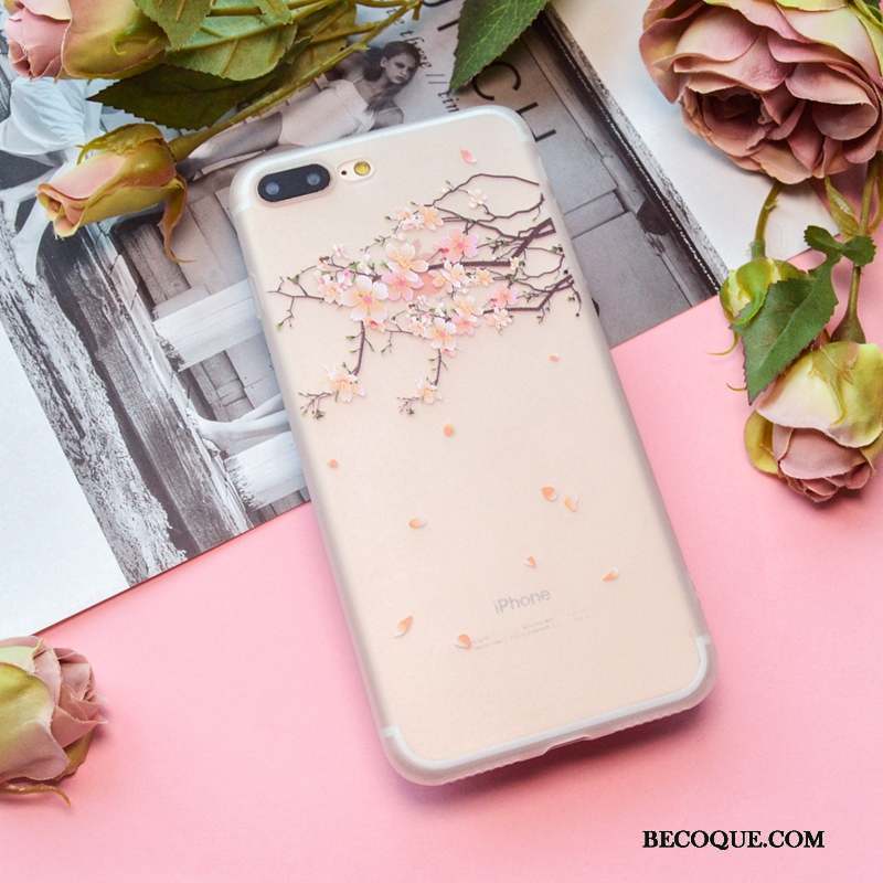 iPhone 7 Silicone Rose Modèle Délavé En Daim Transparent Coque De Téléphone