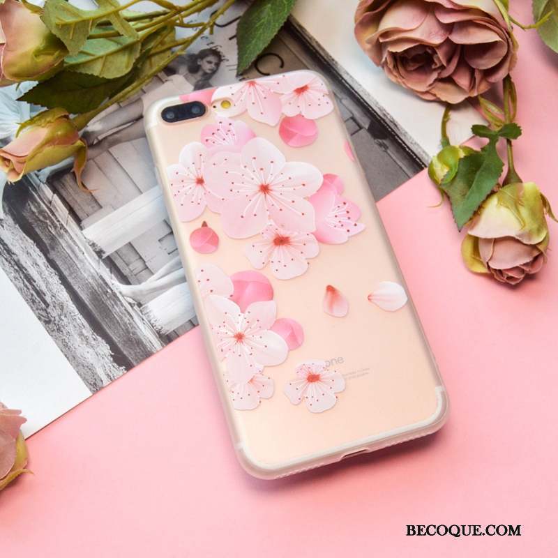 iPhone 7 Silicone Rose Modèle Délavé En Daim Transparent Coque De Téléphone