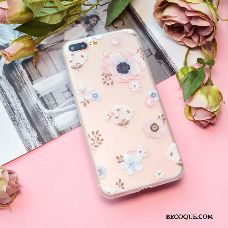 iPhone 7 Silicone Rose Modèle Délavé En Daim Transparent Coque De Téléphone