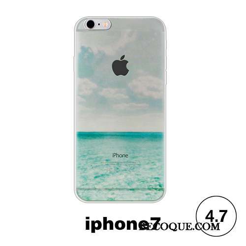 iPhone 7 Transparent Fluide Doux Protection Bleu Coque De Téléphone Simple