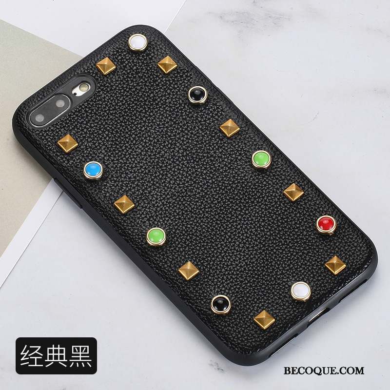 iPhone 8 Blanc Étui En Cuir Incassable Coque De Téléphone Rivet Tout Compris