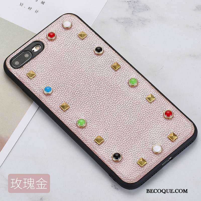 iPhone 8 Blanc Étui En Cuir Incassable Coque De Téléphone Rivet Tout Compris