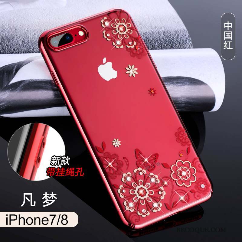 iPhone 8 Coque De Téléphone Étui Nouveau Strass Argent Transparent