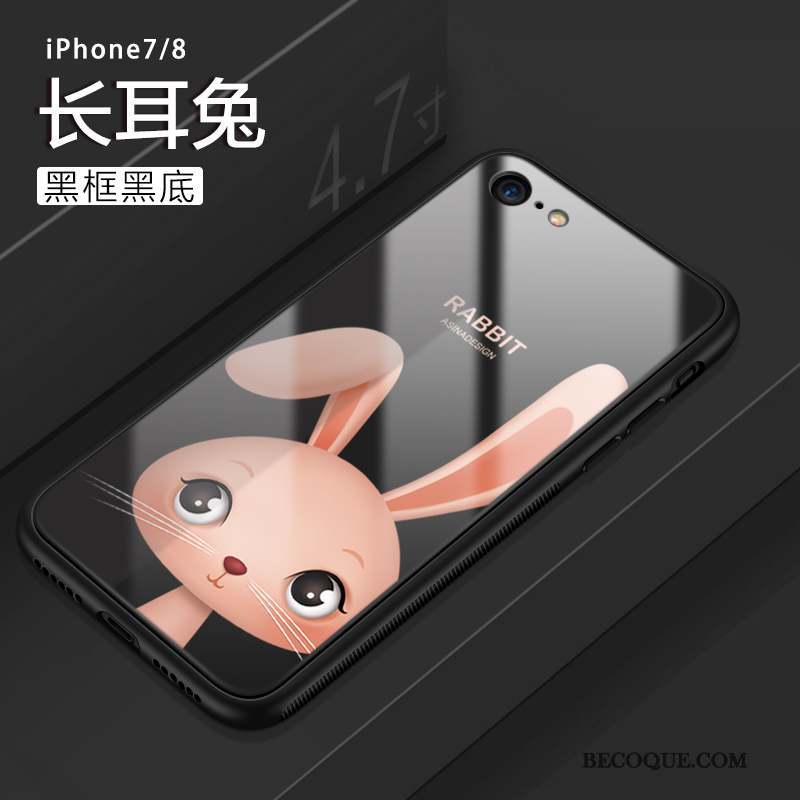 iPhone 8 Coque Dessin Animé Chat Incassable Nouveau Verre Silicone