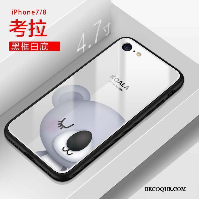 iPhone 8 Coque Dessin Animé Chat Incassable Nouveau Verre Silicone